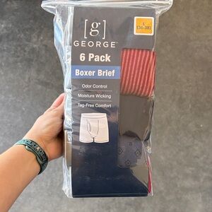 George Men's Boxer Briefs 6 Pack - Red and Navy